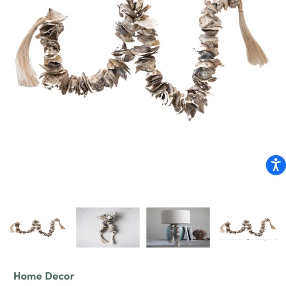 Creative Co-op oyster shell garland w/ raffia tassel Coastal decor NEW SOLD OUT - Picture 3 of 5